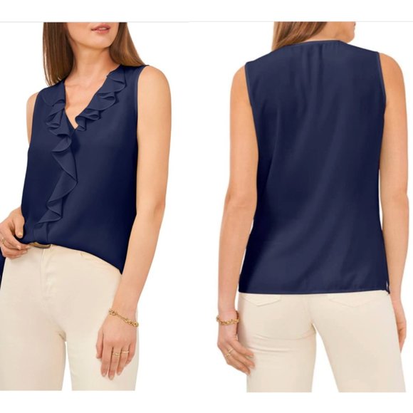 Merona ruffle front sleeveless texture top szL - Picture 9 of 10